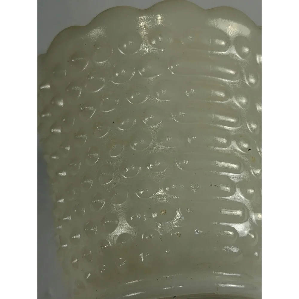 Vintage Fire-King Milk Glass Hobnail Scalloped Rim Planter Oven Ware Made in USA